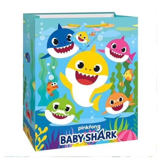 Unique Baby Shark Party Paper Gift Bag | 13" x 10" | 1 Pc