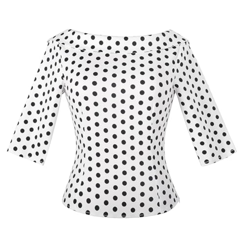 YARN & INK Women's 1950s Vintage Pinup Tops Back Bow