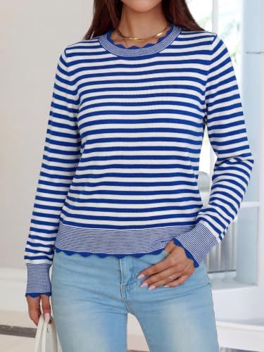 ANRABESS Sweaters for Women Loose Fit Lightweight Soft Dressy Scalloped Long Sleeve Pullover Tops 2026 Fall Casual Outfits — view 3