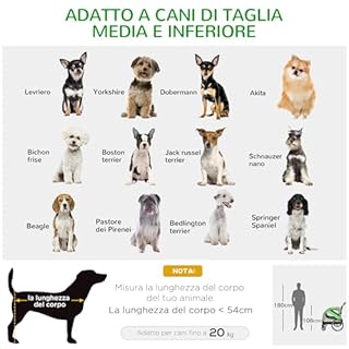 PawHut Rimorchio Bici e Passeggino per Cani 2 in 1, Carrello Bici in Acciaio e Tessuto Oxford con Catarifrangenti e Bandierina, Verde