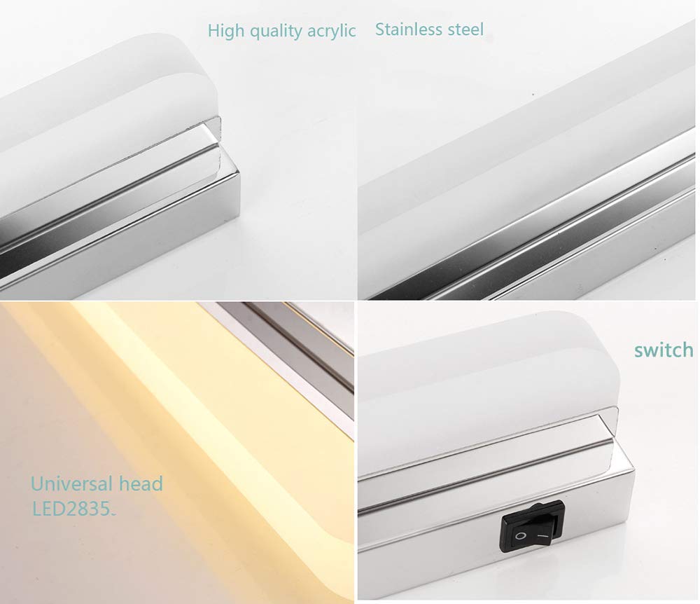Apliques de Pared para baño Acabado Cromado Blanco frío Blanco cálido Impermeable IP44 Lámpara LED para Espejo de baño 9 W con Interruptor Luces LED para Espejo de Maquillaje