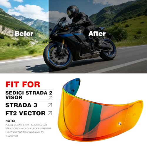 Visière de remplacement rouge chrome pour casques de moto FT2 VECTOR et Strada 3
