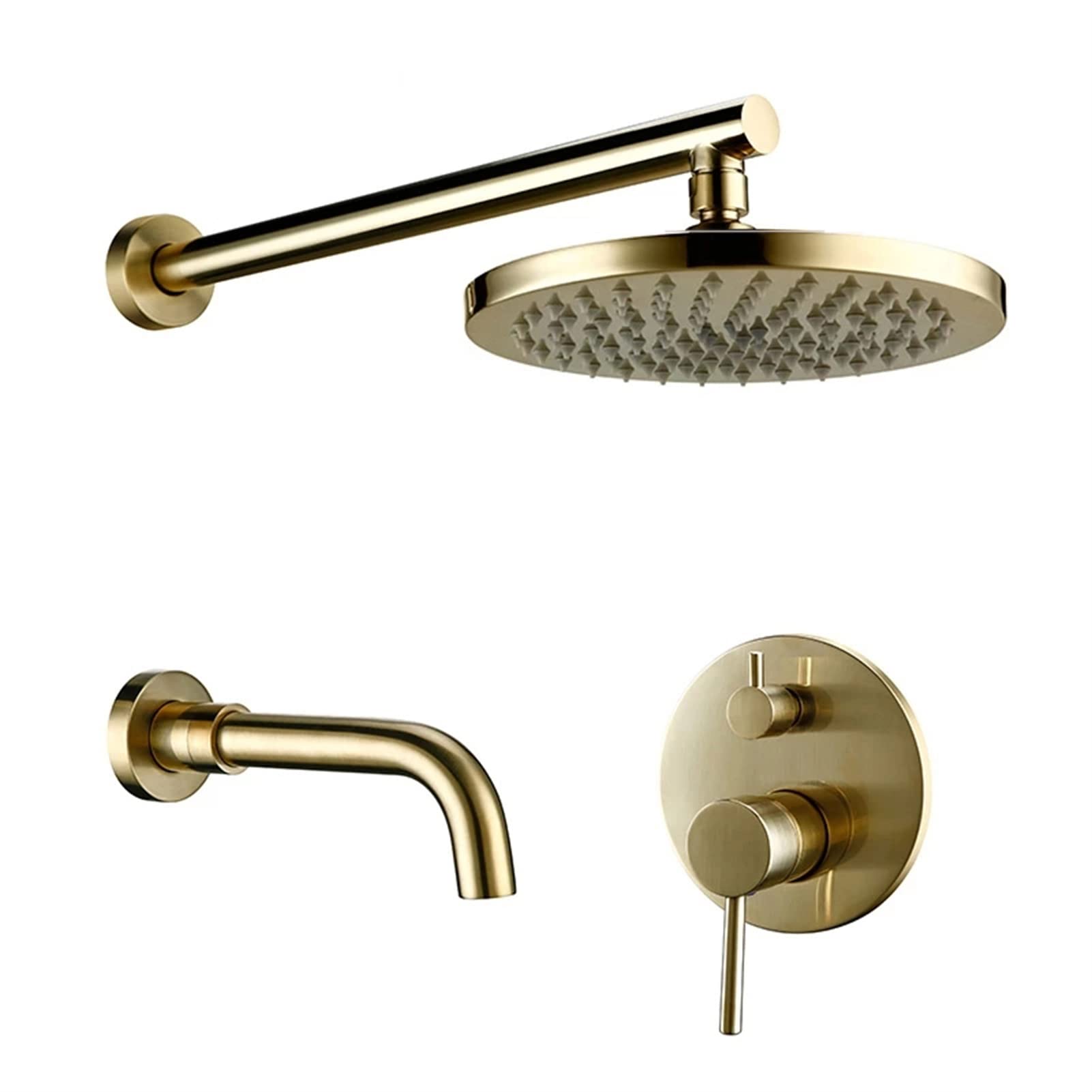 Ensemble de douche en or brossé laiton avec robinet baignoire mural 2 fonctions