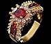 14K Gold Ring with Ruby & Red Zircon Inlay - Unisex Fashion Design, Perfect for Engagement, Wedding & Anniversary, Premium Couples Jewelry Size 6