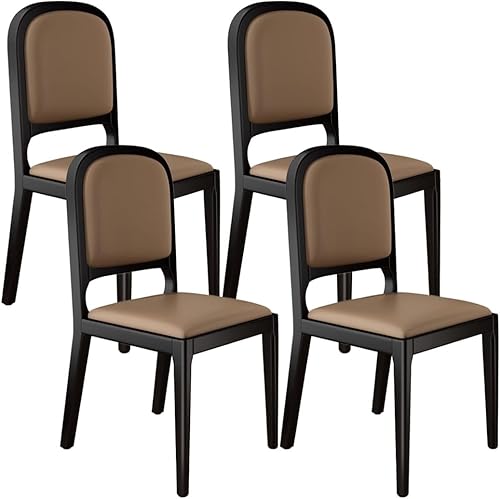 Miniatura 13 de YVYKFZD Sillas de comedor de madera maciza, juego de sillas de cocina sin brazos, silla de comedor tapizada de cuero, silla de sala de estar Caqui