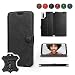 Produktbild MOBIWEAR | Echt Lederhülle | Kompatibel mit Samsung Galaxy Note 10 Plus, Made in EU handyhülle, Slim Leather Case, Premium Flip Schutzhülle, Transparent TPU Silicon, Book Style, Tasche - Schwarzes Led