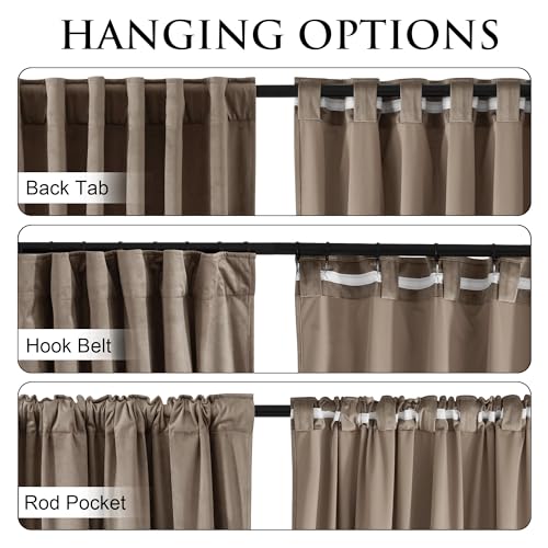 Image of StangH Taupe Velvet Curtains 90 Inch Length, Luxury Soft Khaki Drapes for Guest Room, Thermal Insulated Energy Efficient Window Panels for Dorm with Back Tab & Hook Belt, W52 x L90, 2 Panels