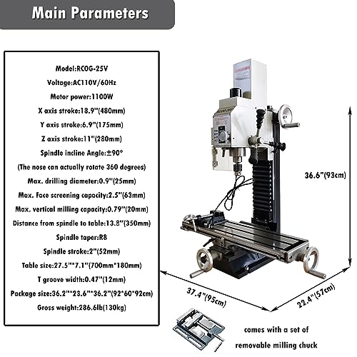 INTBUYING 1100W Benchtop Mill Drill