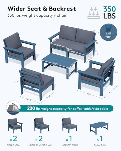 Image of SERWALL HDPE Outdoor Patio Furniture Set with Coffee Table