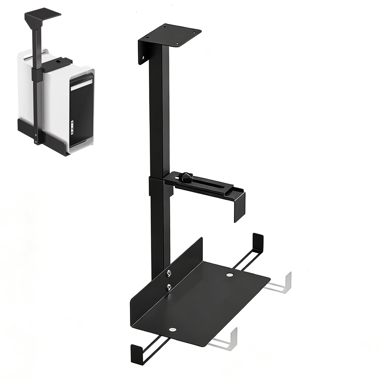 Supporto PC Fisso，Supporto PC da Scrivania e a Parete per Case Computer,Support Regolabile Heavy Duty Fino a 30 kg, Altezza Regolabile 110-470 mm, Salvaspazio per Ufficio & Gaming