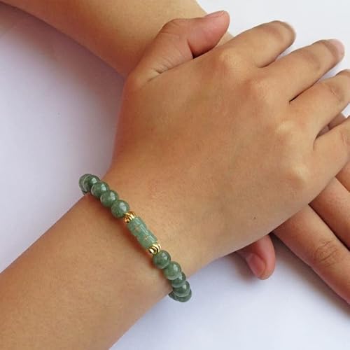 Sdfgh Natural Jade Emerald 6Mm Oil Green Bead Elastic Bracelet Bangle Jewellery Fashion Accessories Diy (Color : A, Size : One Size) #TOP1