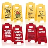 Xialvyu 4 Stück Lustiges Warnschild für Büro, Caution Overstimulated Sign Schreibtisch-Dekoration, Mini-Warnschild für Bürotisch Schlafzimmer Arbeitszimmer