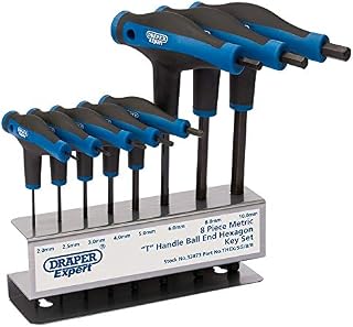 Draper 33873 Expert T Handle Hexagon and Ball End Key Set with Soft Grip, 8 Pieces , Blue