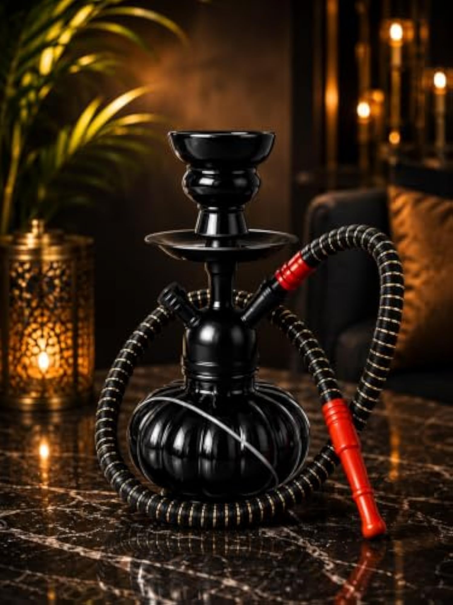 Kharbooza Shape Glass Hookah, 10 Inch, Portable