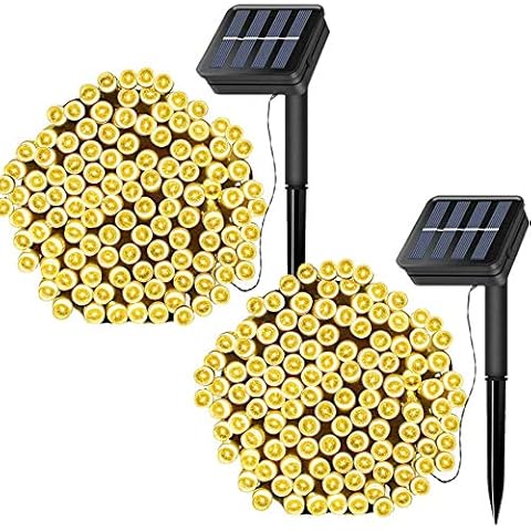 echosari 2 Pack 200 LED Solar Fairy String Lights, 8 Modes Outdoor Fairy Decoration Light Waterproof, for Tree, Terrace, Garden, Wedding, Party, Christmas Decoration Light (Warm White) Cover