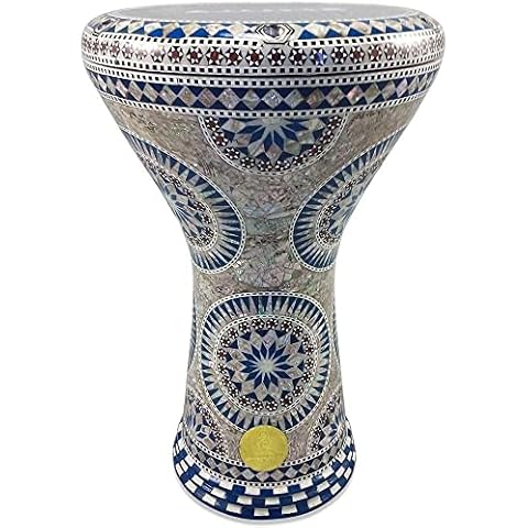 New Gawharet El Fan Sombaty 18.5"/19"/21" Drum Darbuka tabla doumbek mother of pearl musical instrument Egyptian handmade with luxry bag (Blue Nile 19") Cover