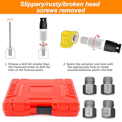 25-Teiliges Schraubenausdreher Set Profi, Schraubenentferner, Linksausdreher mit Tragetasche, Bolzenentferner, Damaged Screw Extractor zum Entfernen Von Gebrochenen Bolzen, Schrauben, Steckschrauben