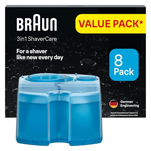 Braun 3in1 ShaverCare, Recharges 3-en-1, Originales, Pour Station SmartCare, Nettoie 10x Mieux Que L’eau, Formule Avec Un Parfum Frais De Citron, Pour Un...