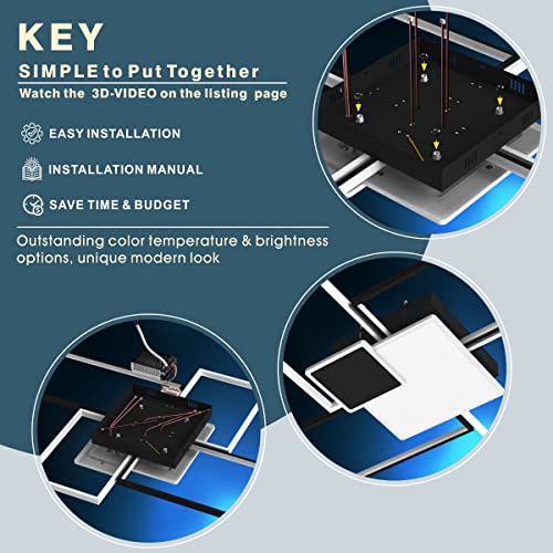 Modern Led Ceiling Light ,Upgrade 43.3In Ceiling Light Fixture Flush Mount,Dimmable Modern Ceiling Light For Living Room Lighting Fixture Ceiling With Remote ,6-Light Close To Ceiling Light Fixtures #TOP2