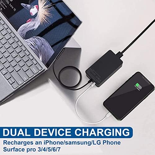 Surface Book 3 Charger 102W 15V 6.33A, Surface Laptop Studio Power Supply Compatible with Surface 3 2 1 & Microsoft Surface Pro 8 7 6 5 4 3 X, Surface Go 3 2 1 with 5V 1.5A USB A Charging Port