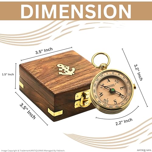 Compass in Wooden Box - Graduation Gifts for Him, Birthday Gifts for Men, Son, Husband - Inspirational, Motivational, Christmas, 2024 Unique Office Decor - Thumbnail 5