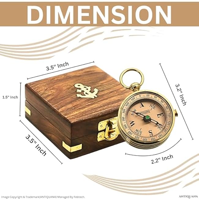 Compass in Wooden Box - Graduation Gifts for Him, Birthday Gifts for Men, Son, Husband - Inspirational, Motivational, Christmas, 2024 Unique Office Decor