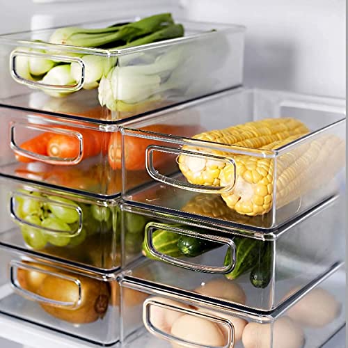 Image of Snazzy Clear Plastic Fridge Storage Organizer Kitchen Countertop Cupboard Organization Set OF 8
