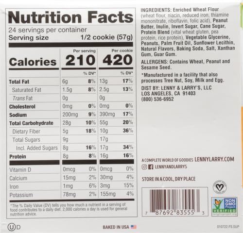 Image of Lenny & Larry's The Complete Cookie, Peanut Butter, Soft Baked, 16g Plant Protein, Vegan, Non-GMO, 4 Ounce Cookie (Pack of 24)
