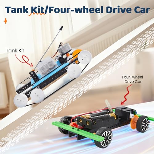 6-in-1 STEM Home Lab Science Kit for Kids Age 8-12, Boys & Girls 9 10 11 13 14 Year Old Educational Adventure Set: Tank & Car Building, Saltwater Generator | Perfect Birthday & Learning Gift for Kids - Image 6