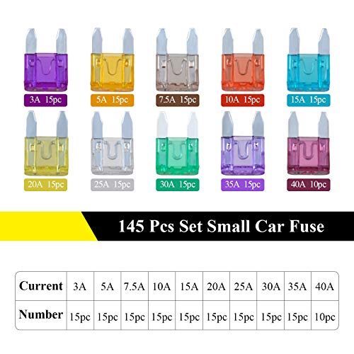 AHL 145pcs Mini Blade Fuses Assortment Auto Car Motorcycle Truck Fuses Kit 3A 5A 7.5A 10A 15A 20A 25A 30A 35A 40A Boat Camper RV ATV UTV Automotive Replacement Fuses - Thumbnail 2