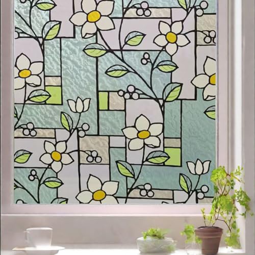 Película decorativa para ventana con flores de lirio miniatura 1