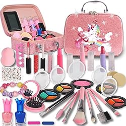 Kids Makeup Kit for Girls 31 Pcs Washable Real Kids Make Up Set Little Girl Unicorns Play Makeup for Toddler Safe & Non…