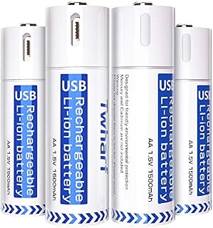 USB Rechargeable Batteries 1.5V/1500mAh Lithium Ion AA Battery with 4-in-1 Micro USB Charging