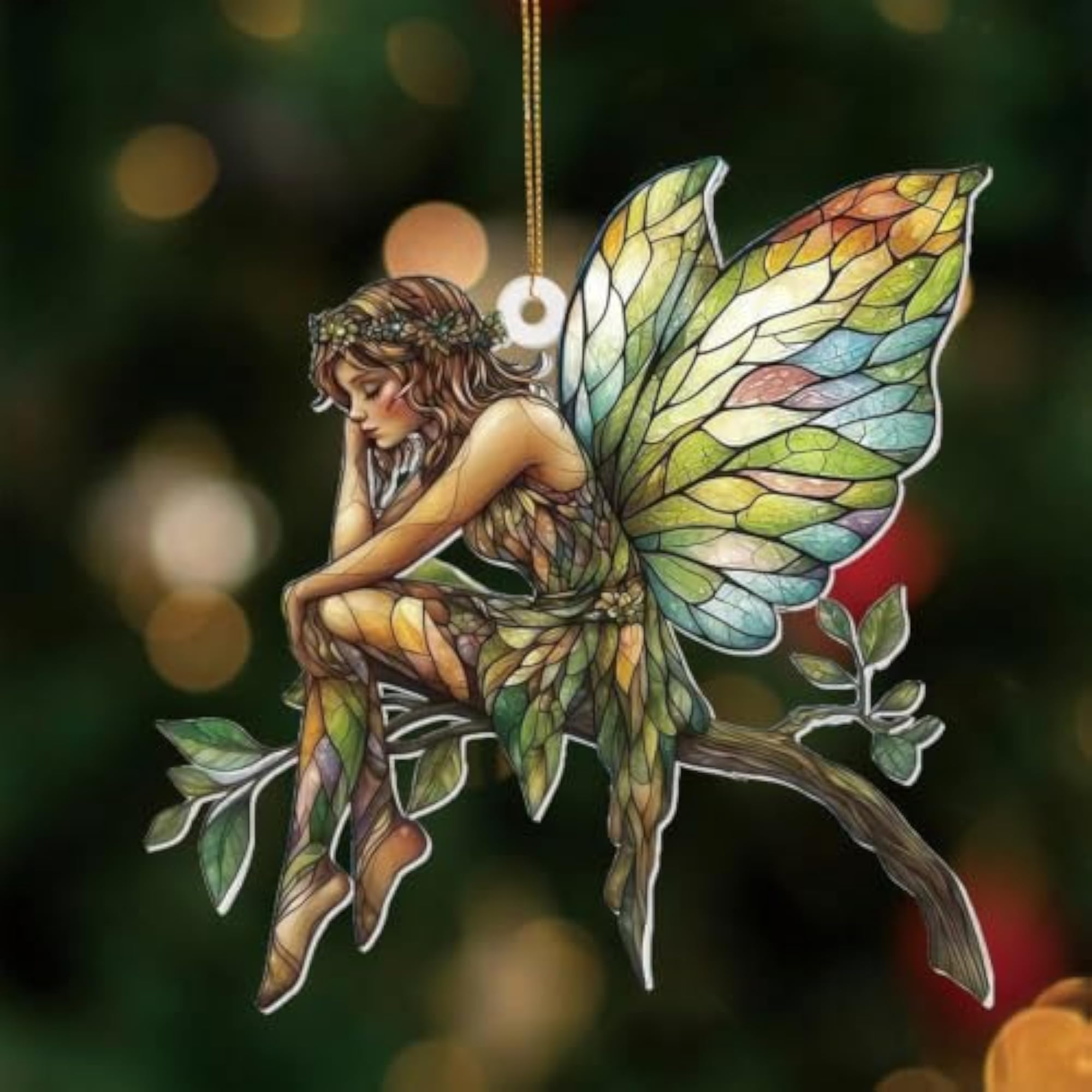 Sun Catcher Stained Glass Style Fairy Hanging Decor