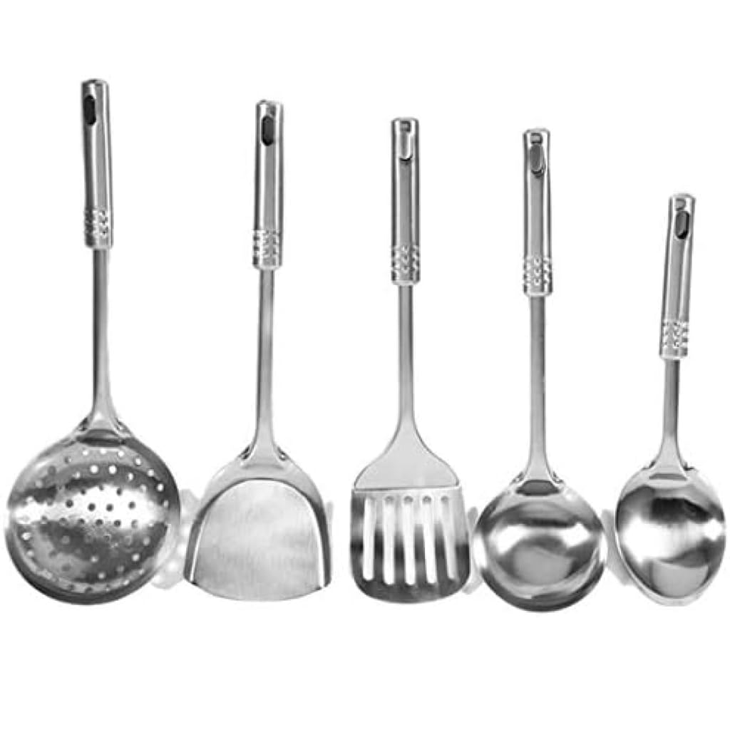 Espátula de acero inoxidable, juego de utensilios de cocina, espátula para freír el hogar, cuchara de fuga grande, espátula gruesa
