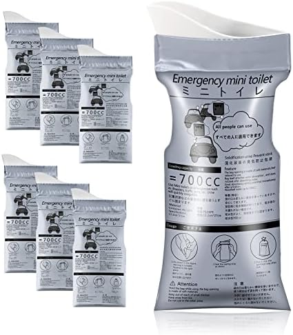 SANPUK Emergency Portable Urine Bag, 6 Pack Travel Urinal Bag, Unisex Urinal Bag, Disposable Urine Bag Suitable for Camping, Travel, Traffic Jams, Pregnant Women, Children, Patients (6 Pack-Grey)