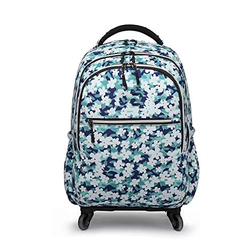 Preisvergleich Produktbild Pandady Universal-Trolley-Tasche Rolling Backpack, Dreischichtiger Reißverschluss Wasserdichter Laptop-Rucksack Auf Reiserädern Für Damen Herren, Trolley-Gepäckkoffer Kompakte Business-Tasche,Green1