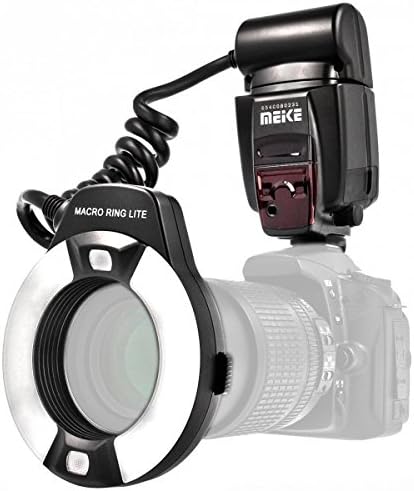 Meike TTL Macro Ring Flash (Guide Number 14-46) Compatible with All Canon DSLR Cameras with Hot Shoe (for Lenses from 52 mm - 77 mm) - MK-14EXT