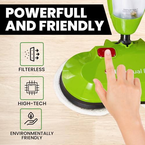 H2O MOP X5 Dual Buff Steam Mop Head Attachment - Great For Hardwood, Tile Floor Buffing, Cleaning and Steaming - Includes 2 Soft Scrub Washable Pads