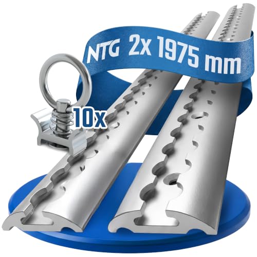 NTG Airlineschiene 2X 2 m halbrund 10 Alufitting - Zertifiziert 1975 mm