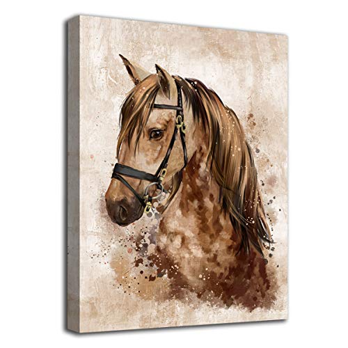 arteWOODS Horse Wall Art Abstract Brown Canvas Pictures Vintage Canvas Prints Modern Animal Canvas Artwork Rustic Retro Canvas Art Framed Ready to Hang 20" x 28"