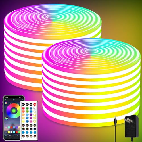 segrass 100ft Led Neon Rope Lights,Control with App/Remote,Flexible Led Rope Lights Outdoor RGB Neon Lights Waterproof,Music Sync Color Changing Led Lights for Bedroom by segrass - Used condition - US$47.52