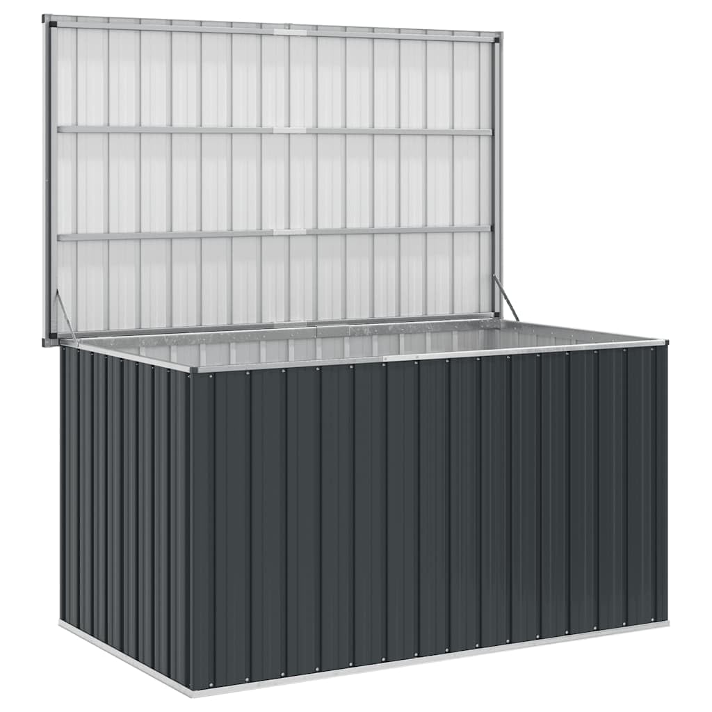Scatola da giardino antracite, 171 x 99 x 93 cm, in acciaio zincato, con coperchio ribaltabile, resistente alle intemperie, impermeabile, ideale come contenitore per cuscini