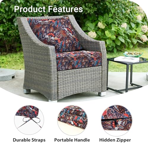 Image of IPYNBAP Outdoor Cushions for Patio Furniture,Outdoor Seat Cushion Set 24 x 24 x 4 Inch,Waterproof & Fade Resistant Outdoor Chair Cushions,Deep Patio Chair Cushion with Removable Cover,Artistic Floral