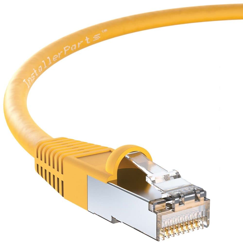 InstallerParts (10 Pack Ethernet Cable CAT5E Cable Shielded (FTP) Booted 6 FT - Yellow - Professional Series - 1Gigabit/Sec Network/Internet Cable, 350MHZ