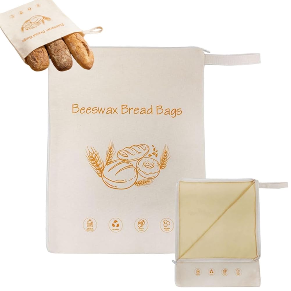 Hndhbfgrt Eco-Friendly Beeswax Bread Bags Freezer Safe Keeper, Bag for Sourdough for Freshness