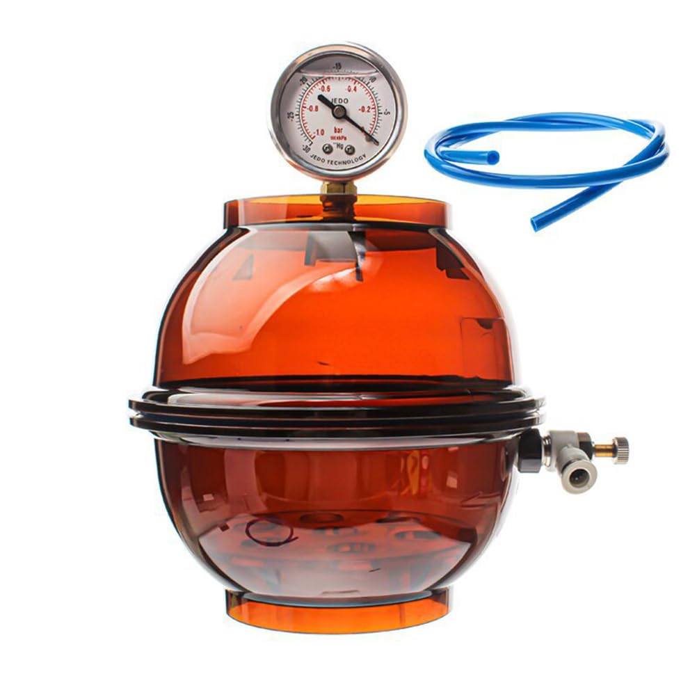 Desecador de vacío de policarbonato - Secador de vacío de Laboratorio con manómetro y válvula Simple para Uso en Laboratorio, diámetro 150 mm, Color marrón