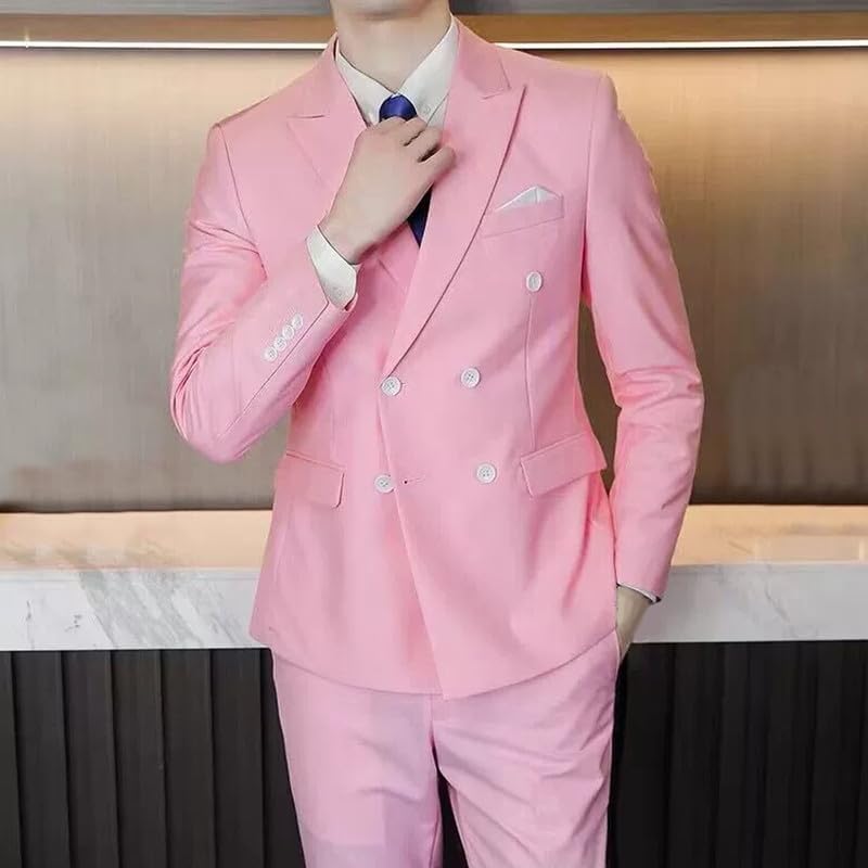 Men Suits 2 Piece Double Breasted Tuxedo for Men Slim Fit Formal Dress Blazer Jacket Pants for Wedding Prom