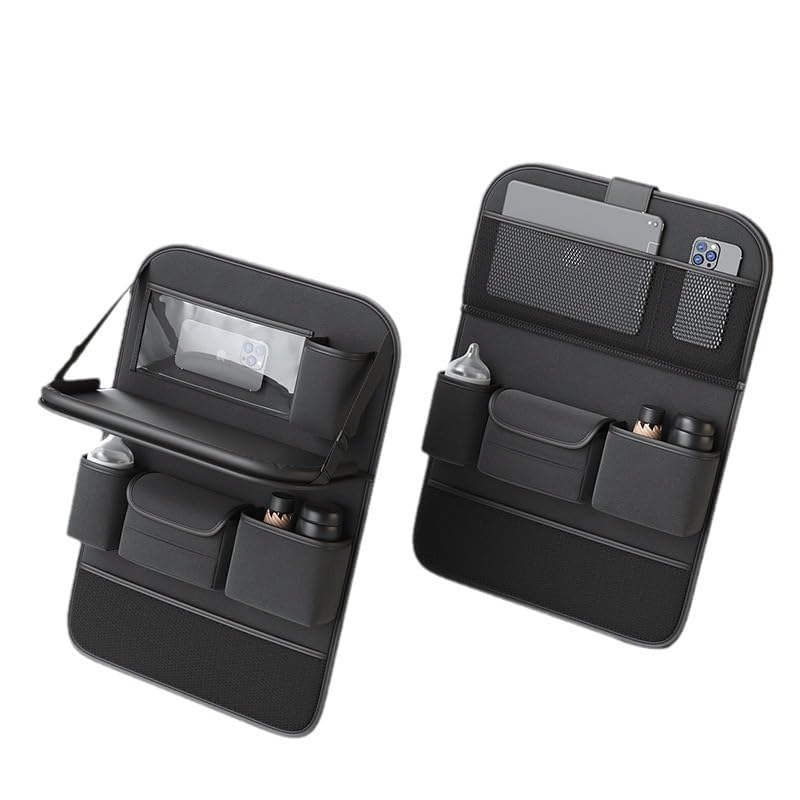 2 Pcs Car Seat Organiser for Mercedes Benz/AMG S-Class Sedan W223 W222 W221 W140 W126 V223 V222 V221, Comfortable Convenient Foldable Table Tray Rear Seat Storage Bag Decorative Items,A
