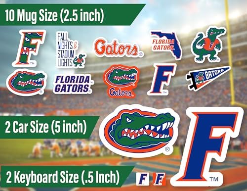 Florida Gators Stickers & Decals 14 Pc Set, UF Car & Water Bottle